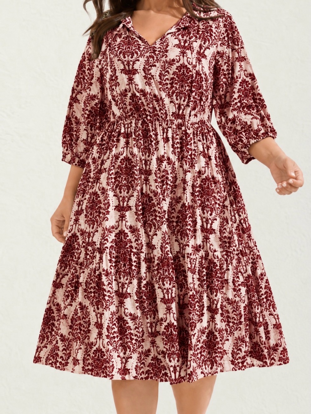 BloomChic Women's Rust and Cream Printed Midi Dress 14-16 - Picture 4 of 4